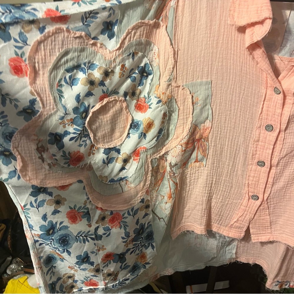 POL Patchwork Button Blouse Size M - image 2